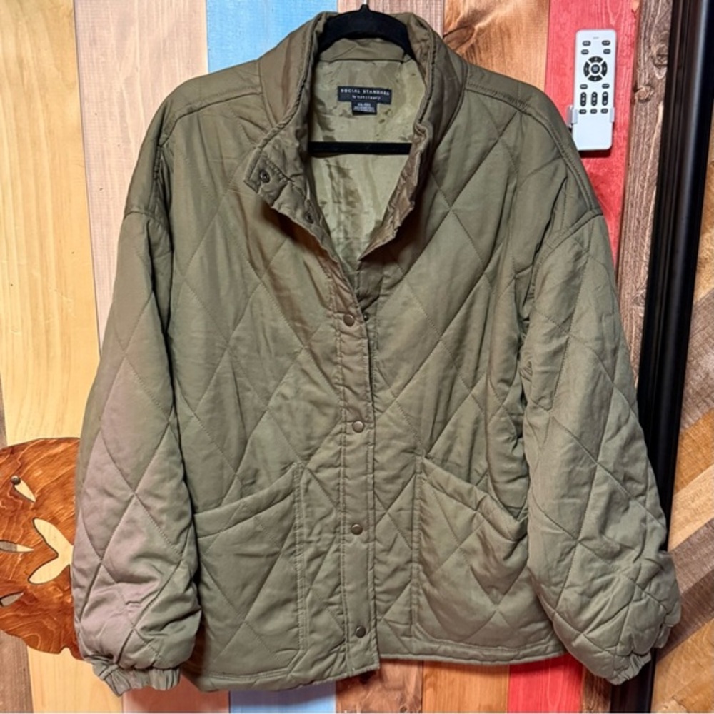 Social Standard by Sanctuary Quilted Twill Jacket – Olive Green (Women’s XXL)